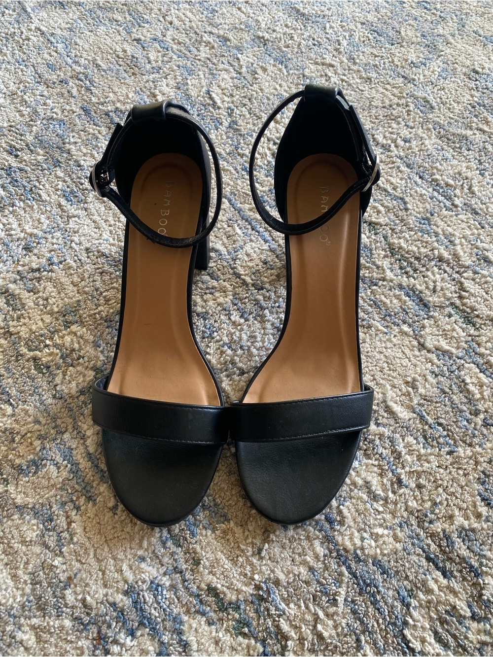 Classic Black Ankle-Strap Block Heel Sandals